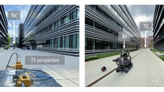 Angle-resolved THz channel measurements at 158 GHz (D band) and 300 GHz (H band) in an outdoor street canyon environment at the Rohde & Schwarz headquarters in Munich.