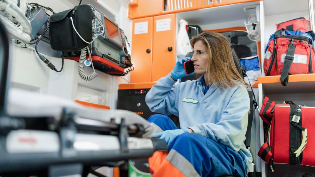 Paramedic on the phone