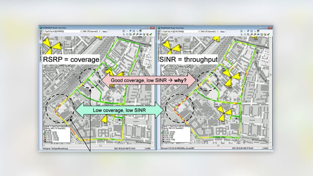 Vizualiyation of RSRP and SINR in the same region Vizualiyation of RSRP and SINR in the same region