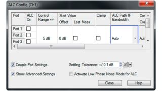 ZVA 自动电平控制 (ALC) 配置菜单