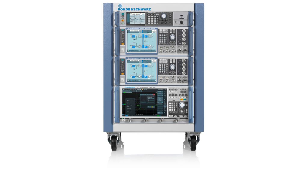 包含两个 R&S®SMW200A、一个 R&S®SMA100B 和一个 R&S®ZNB 的四通道雷达测试系统