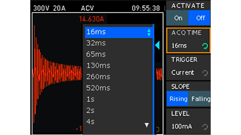 钻孔机上电期间的浪涌视图