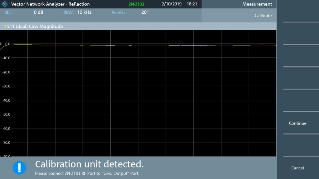 USB 端口处检测到的 ZN-Z103 校准单元