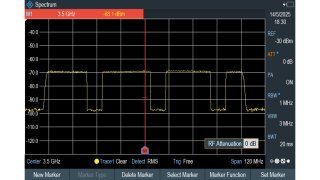 在频域中捕获的 5G NR TDD 信号