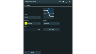 触发设置：触发 A 的负斜率边沿事件