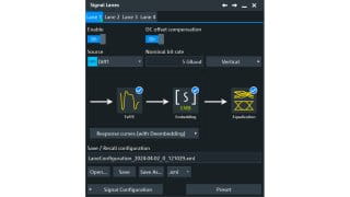 Signal Lane dialog with access to TX-FFE, Embedding and Equalizer setups