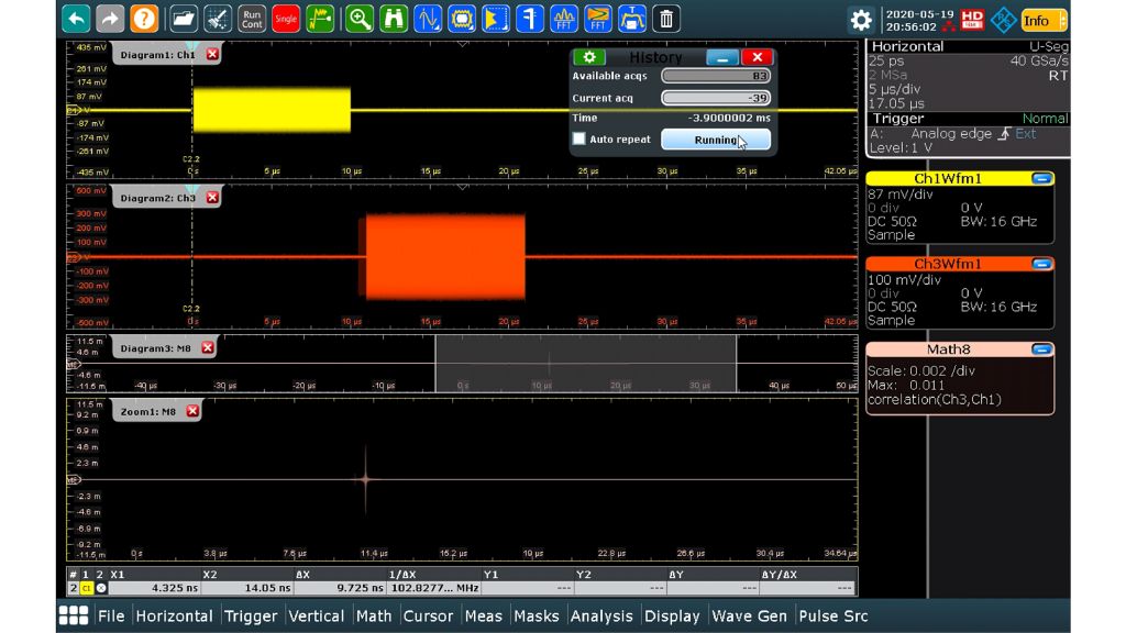 使用示波器的 RGPO 测量：相关功能测量干扰技术和受影响雷达之间的延时。当延时超出干扰飞机的距离范围时，J/S 变为无穷大。