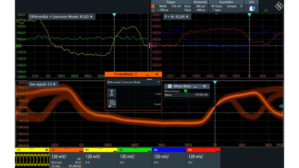 图 3：将信号分离为差模 (R1)、共模 (R2)、P (R3) 和 N (R4) 部分
