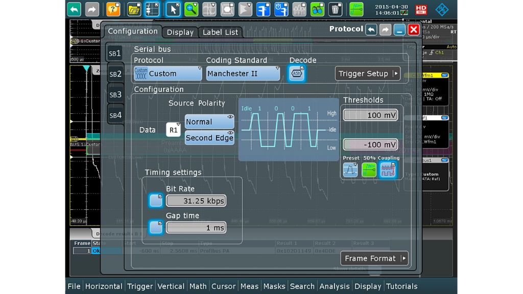 图 1：协议解码选件设置。