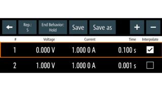 R&S®NGM200 电源系列的 QuickArb 编辑器界面示例