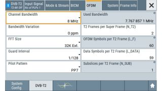r&s®smcv100b 中的 dvb-t2 参数设置。
