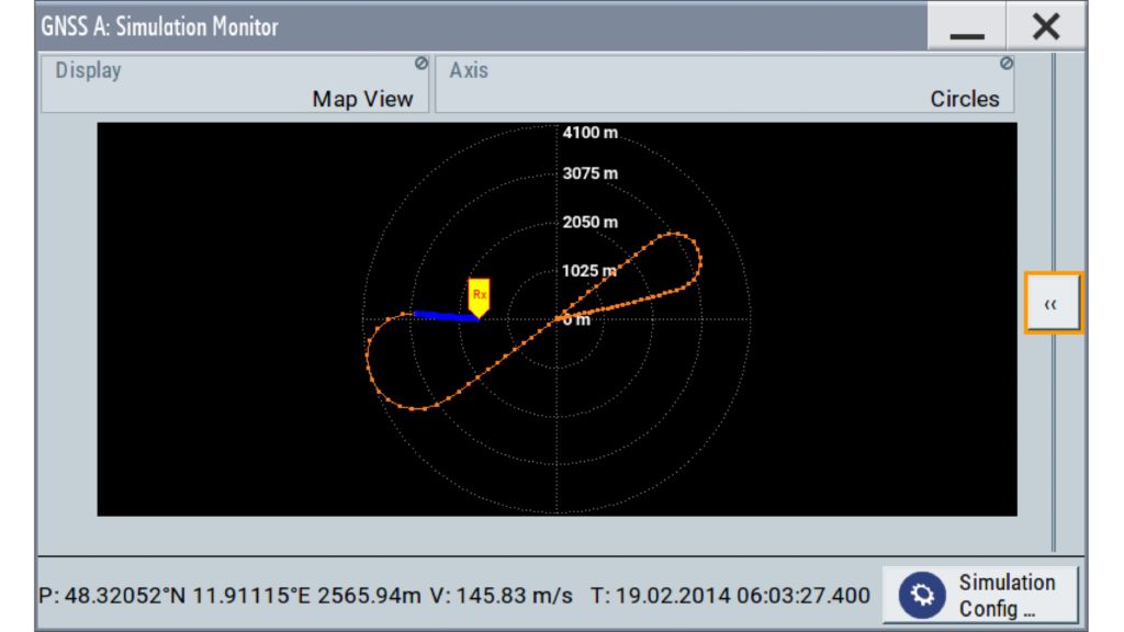 GNSS 模拟器图形用户界面:实时显示轨迹。 GNSS 模拟器图形用户界面:实时显示轨迹。