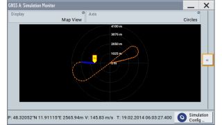 GNSS 模拟器图形用户界面：实时显示轨迹。