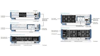 R&S®OSP220、R&S®OSP230 和 R&S®OSP320 开关和控制单元的前后视图